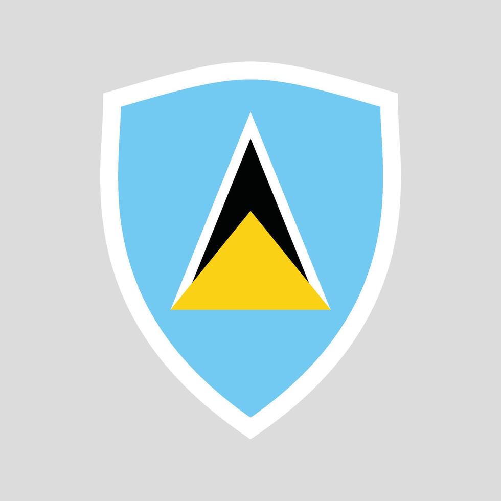 Saint Lucia Flag in Shield Shape Frame vector