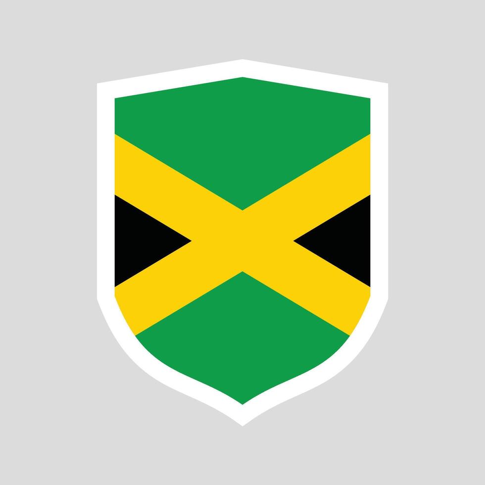 Jamaica Flag in Shield Shape Frame vector