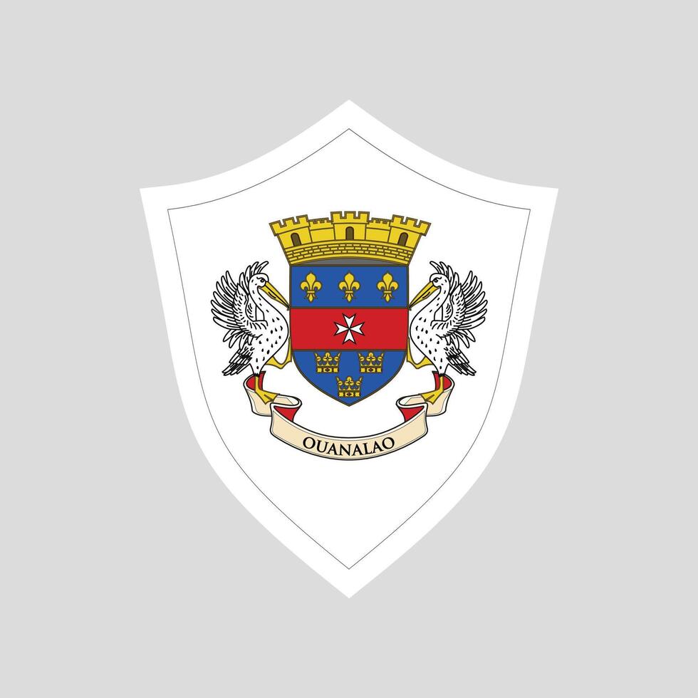 Saint Barthelemy Flag in Shield Shape Frame vector