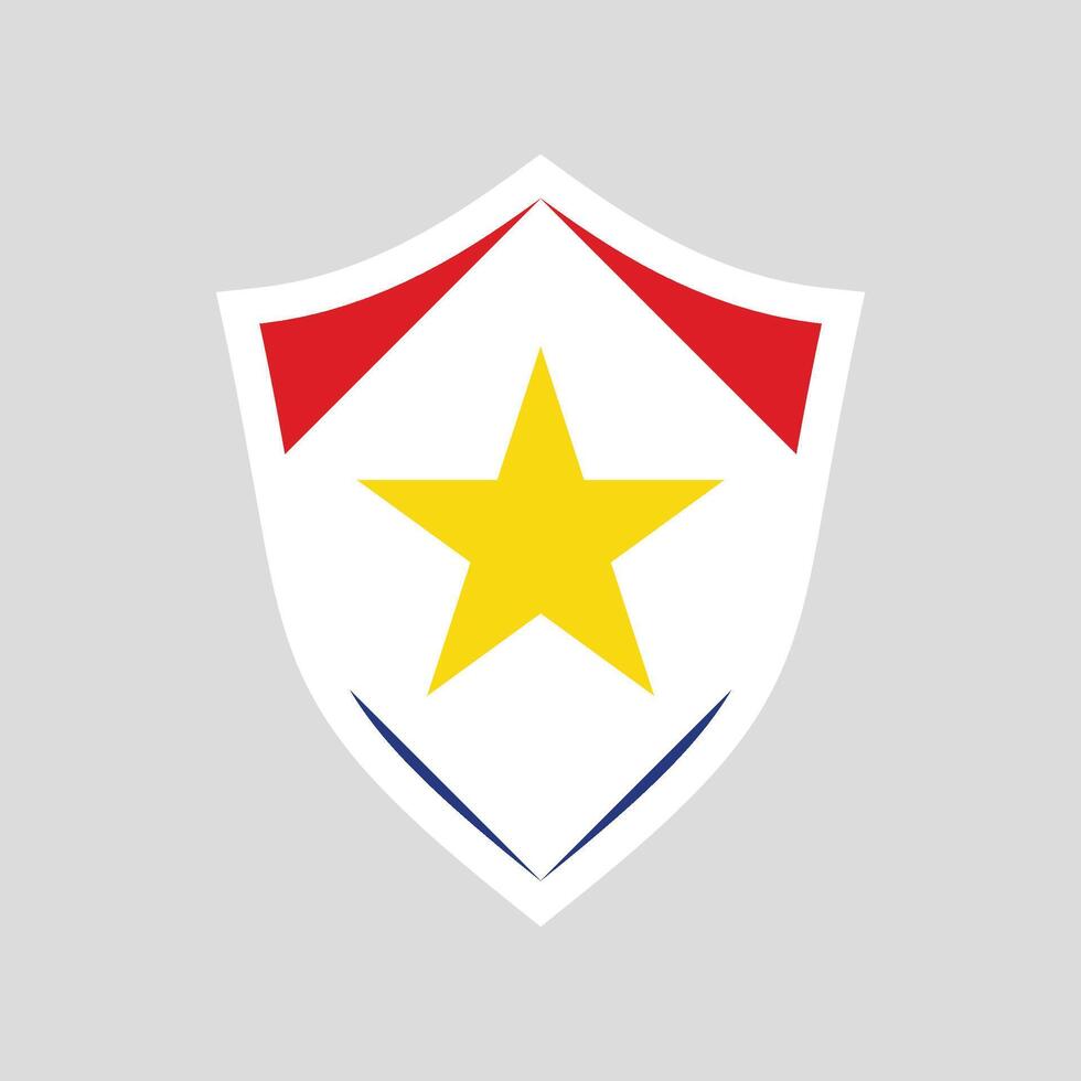 Saba Flag in Shield Shape Frame vector