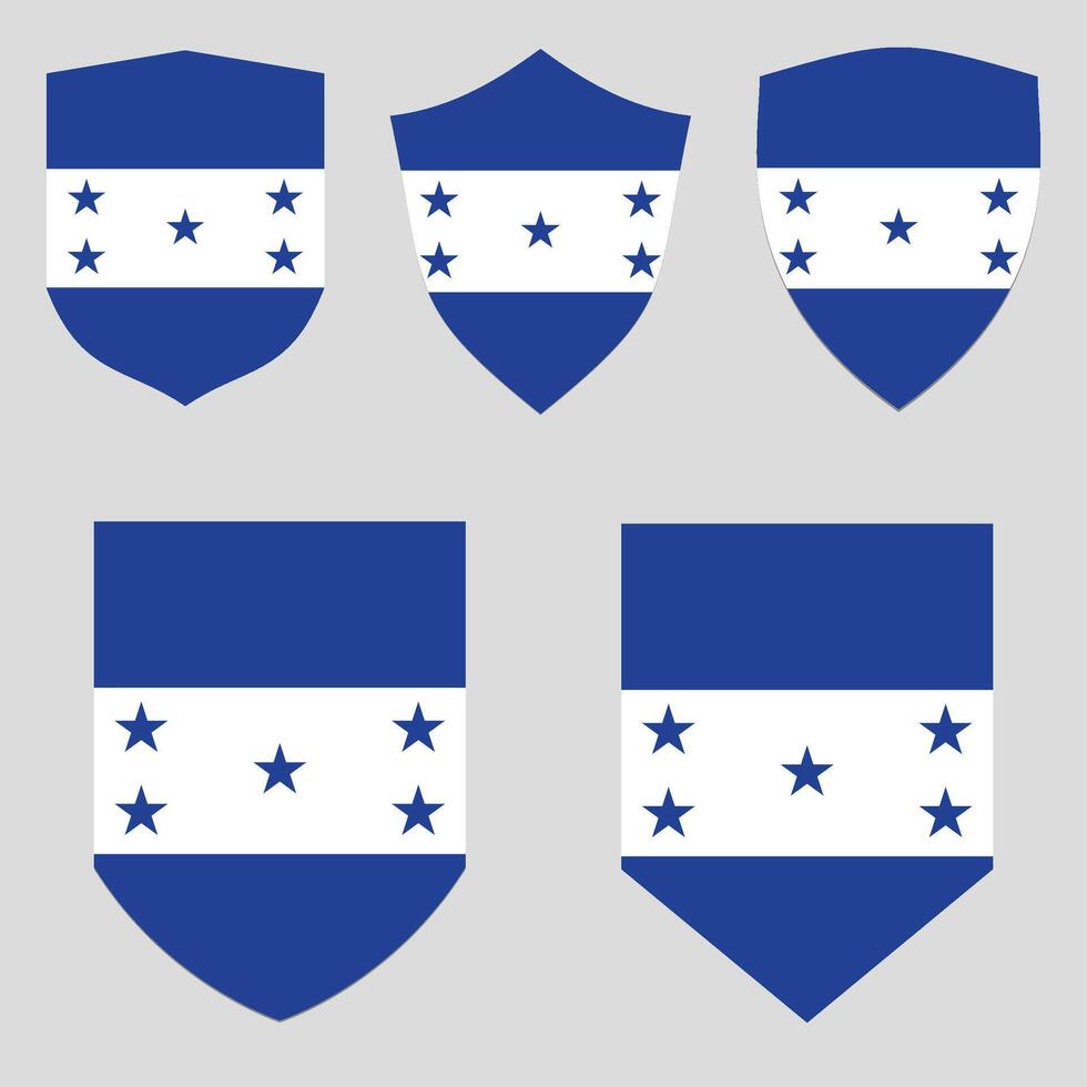 Set of Honduras Flag in Shield Shape Frame vector