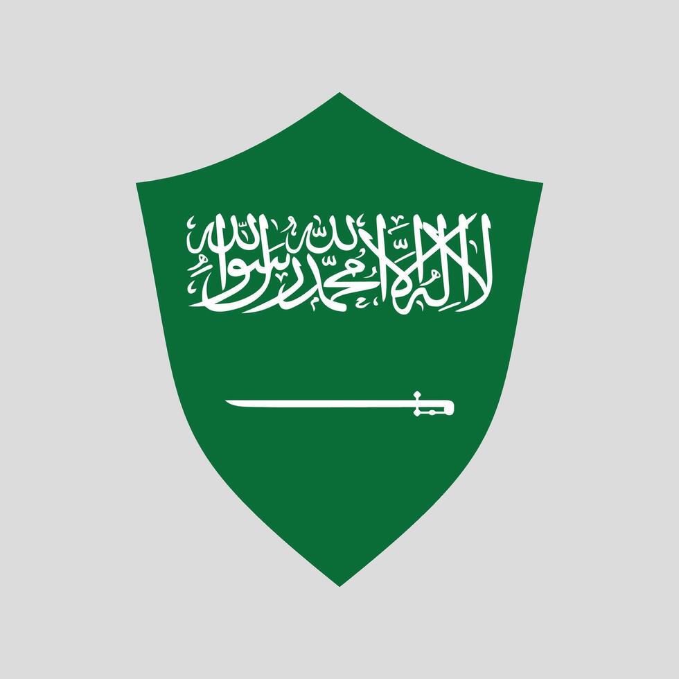 Saudi Arabia Flag in Shield Shape vector