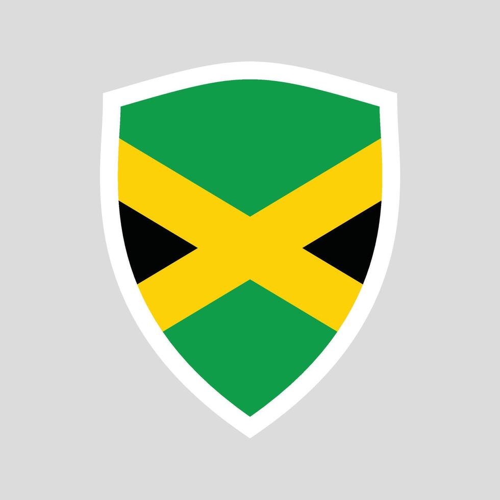 Jamaica Flag in Shield Shape Frame vector