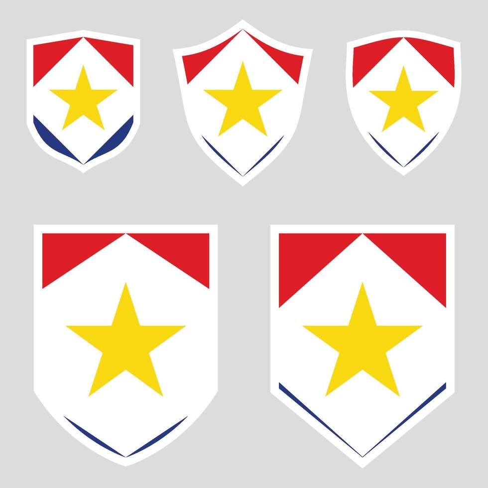 Set of Saba Flag in Shield Shape Frame vector