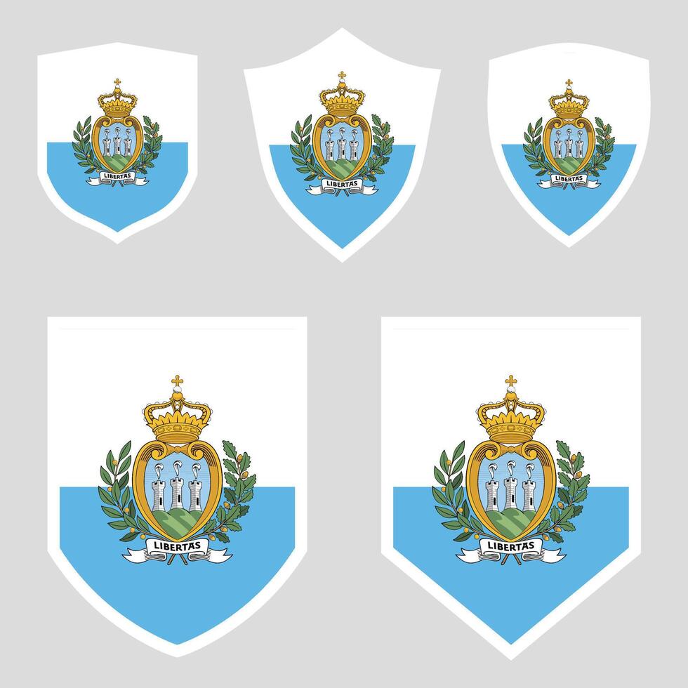 Set of San Marino Flag in Shield Shape vector