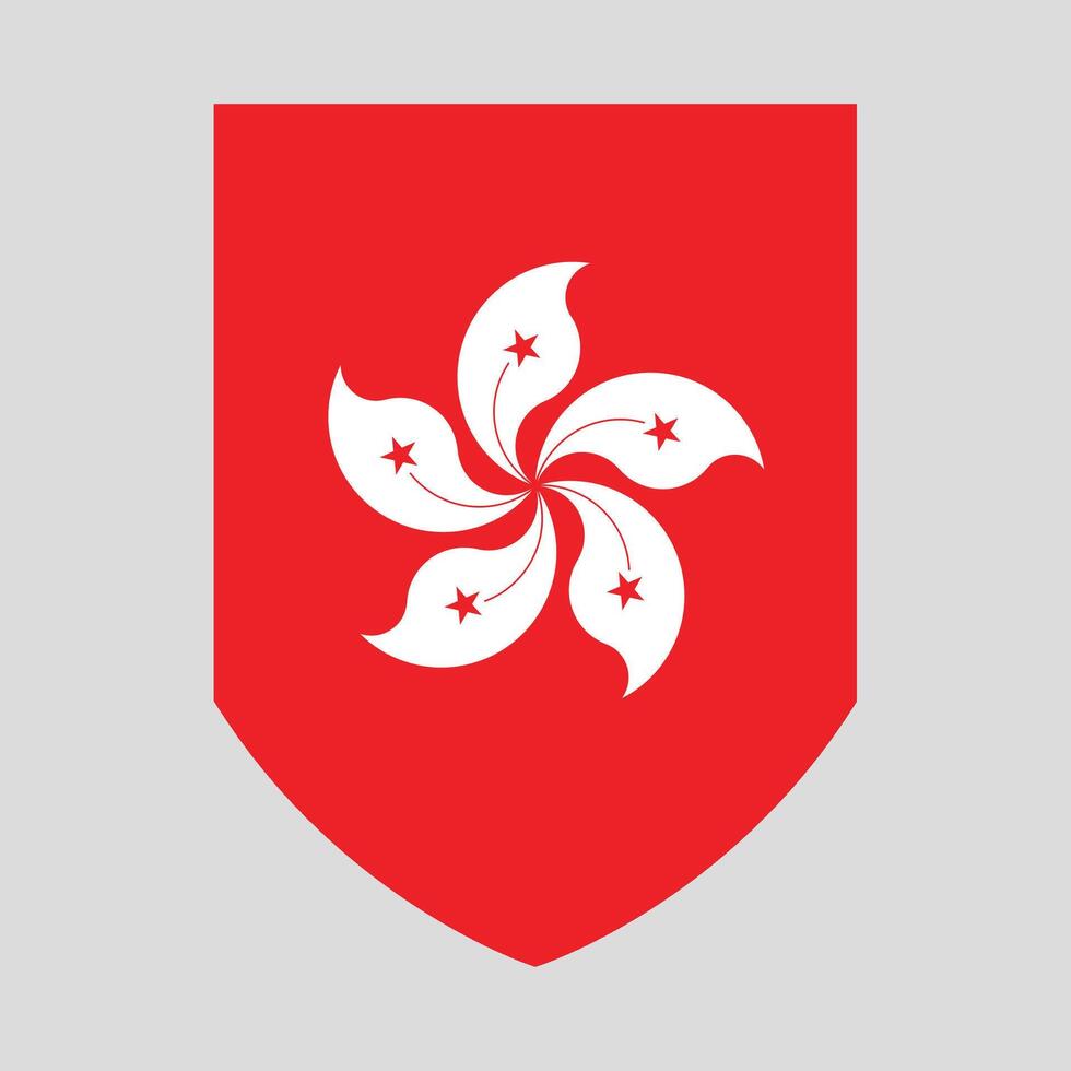 Hong Kong Flag in Shield Shape Frame vector