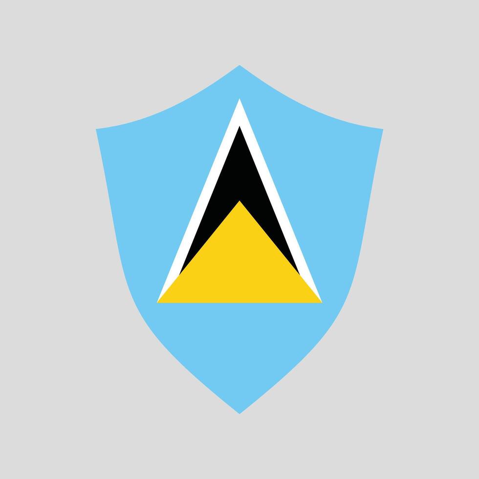 Saint Lucia Flag in Shield Shape Frame vector