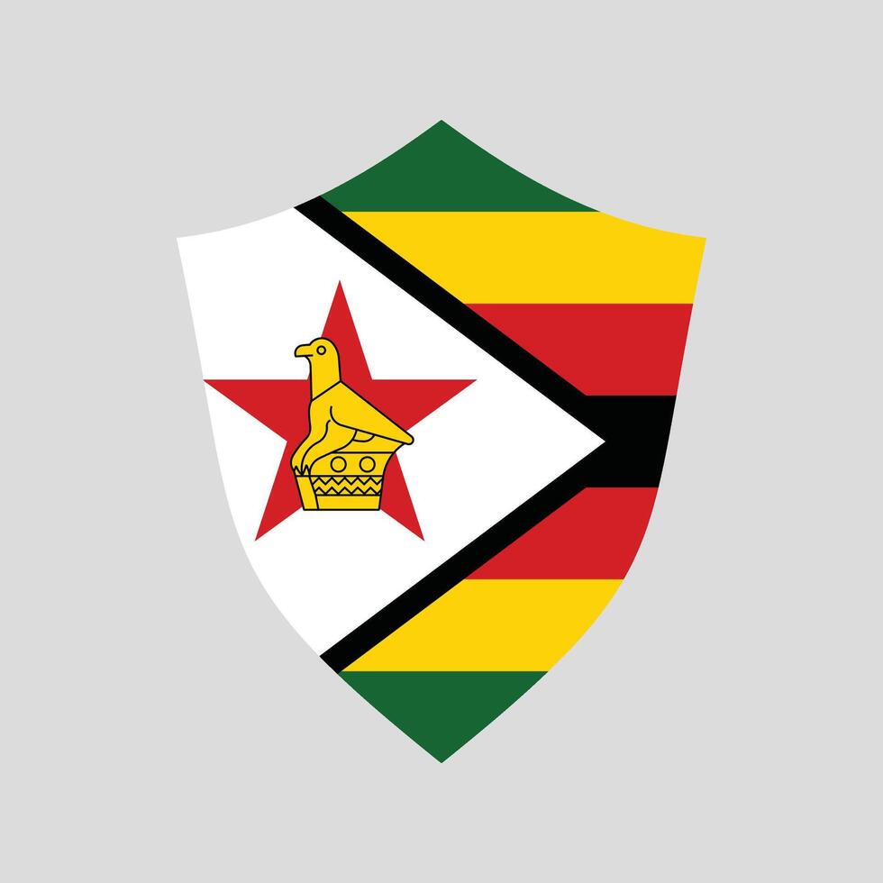 Zimbabwe Flag in Shield Shape Frame vector