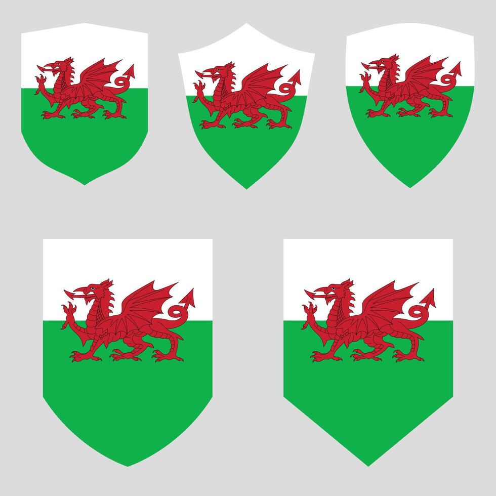 Gales bandera en proteger forma marco vector