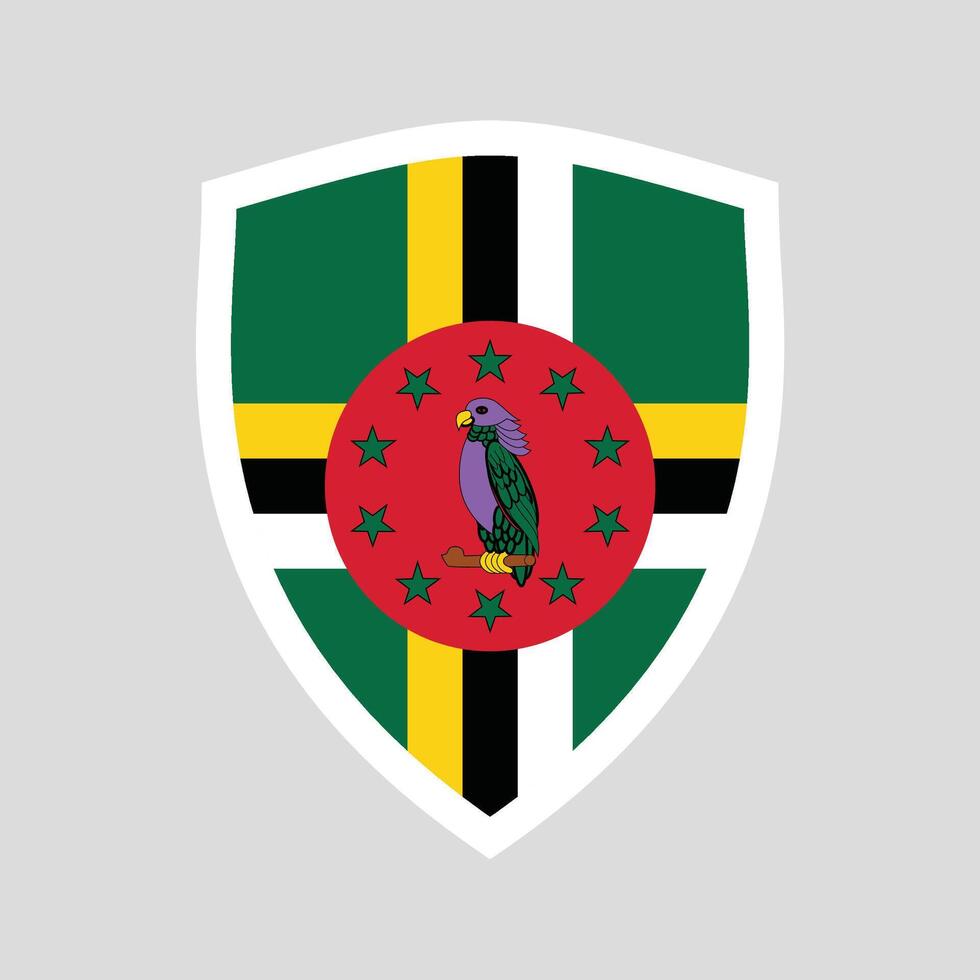 Dominica Flag in Shield Shape Frame vector