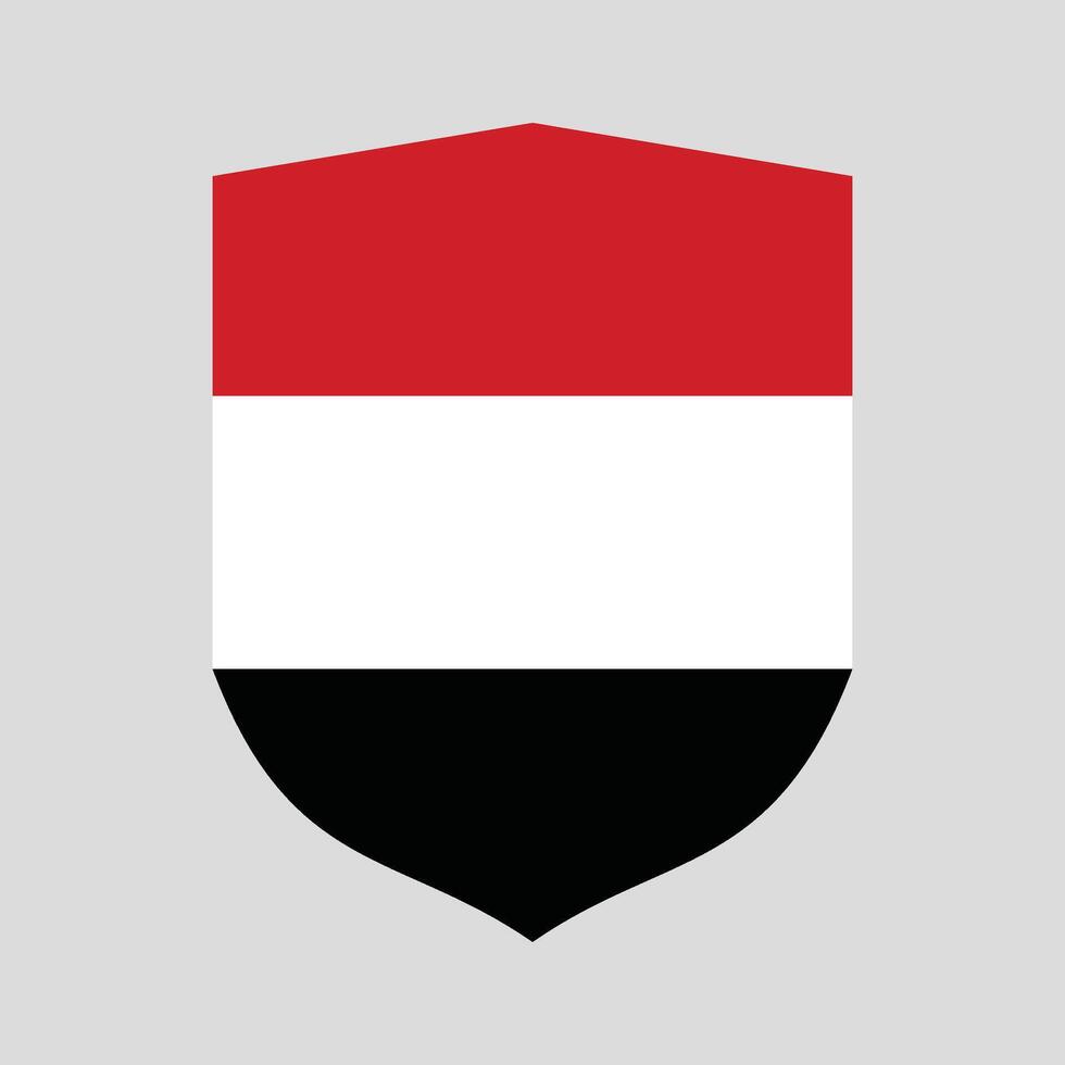 Yemen Flag in Shield Shape Frame vector