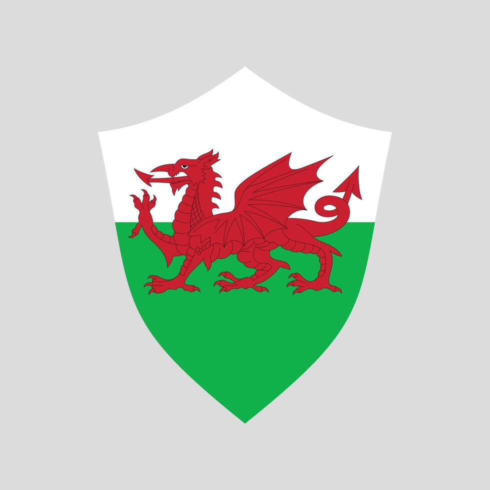 Wales Flag in Shield Shape Frame vector