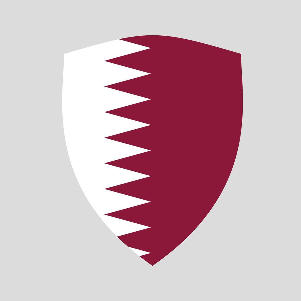 Qatar Flag in Shield Shape Frame vector