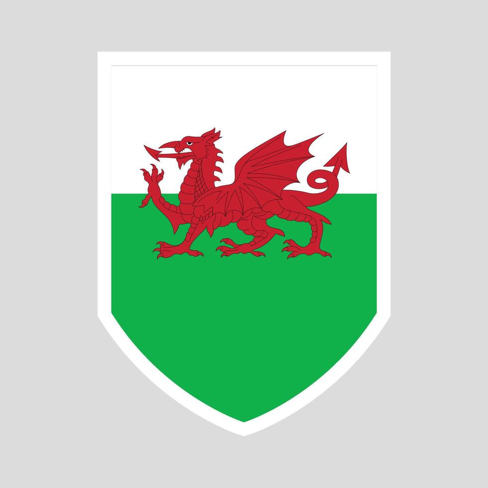 Wales Flag in Shield Shape Frame vector