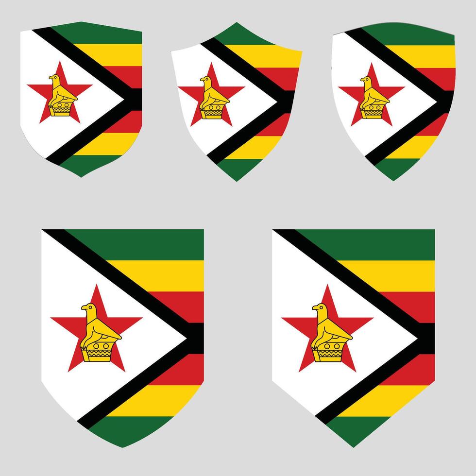 Zimbabwe Flag in Shield Shape Frame vector