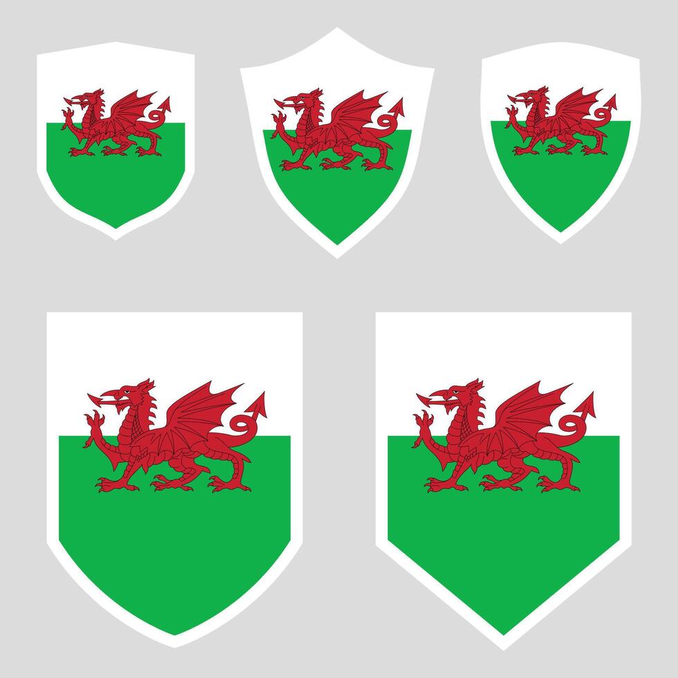 Wales Flag in Shield Shape Frame vector