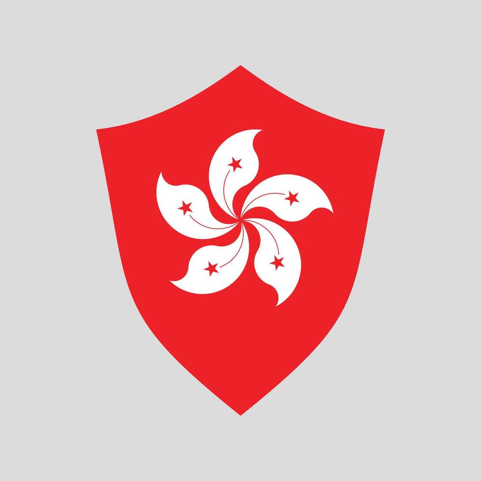Hong Kong Flag in Shield Shape Frame vector