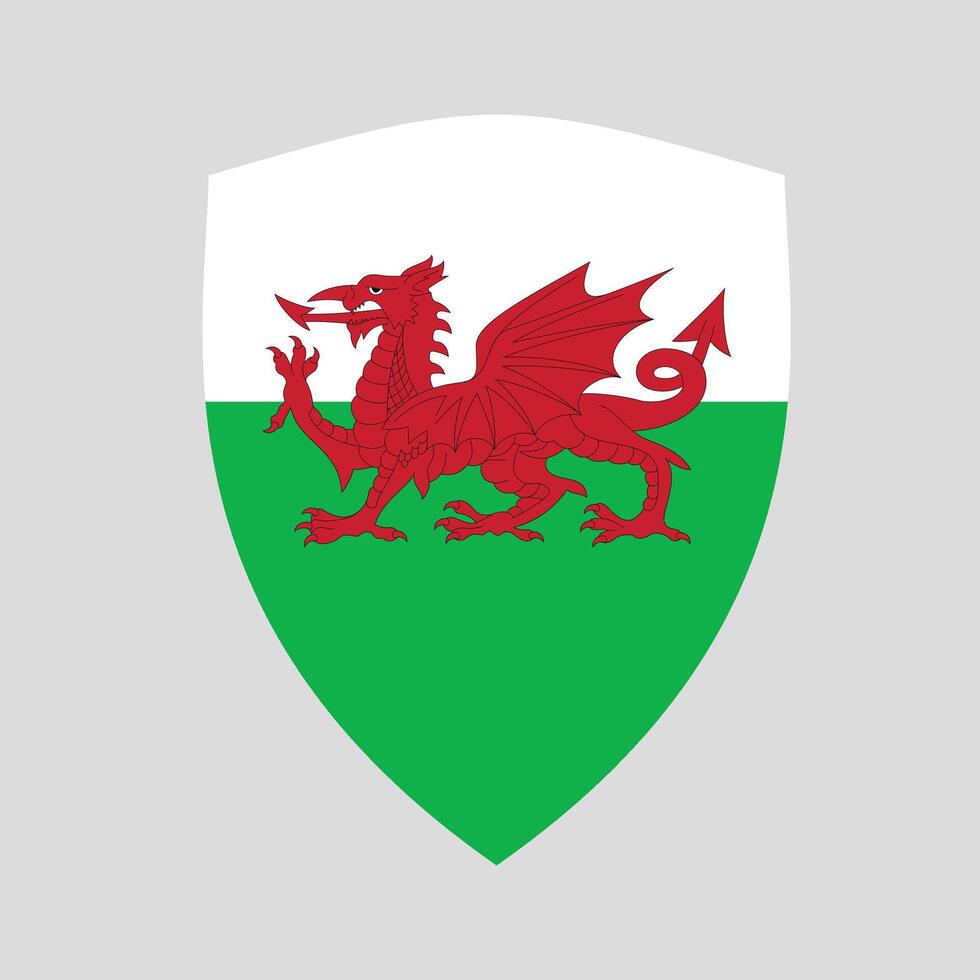 Wales Flag in Shield Shape Frame vector