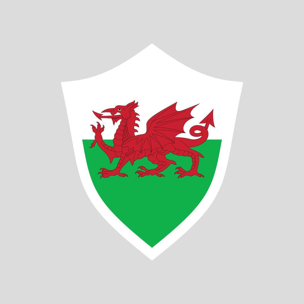 Wales Flag in Shield Shape Frame vector