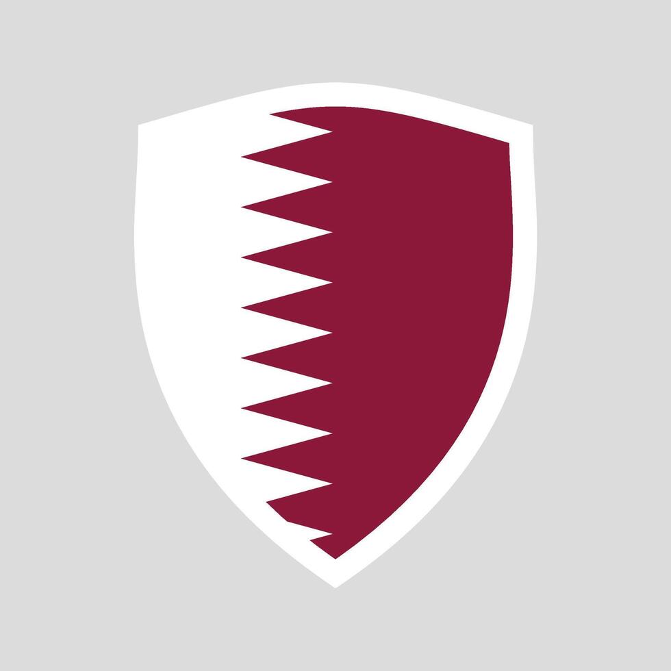 Qatar Flag in Shield Shape Frame vector