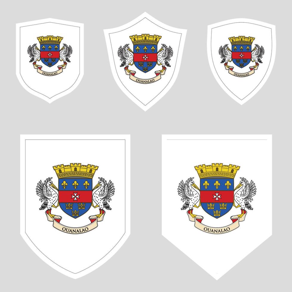 Set of Saint Barthelemy Flag in Shield Shape Frame vector