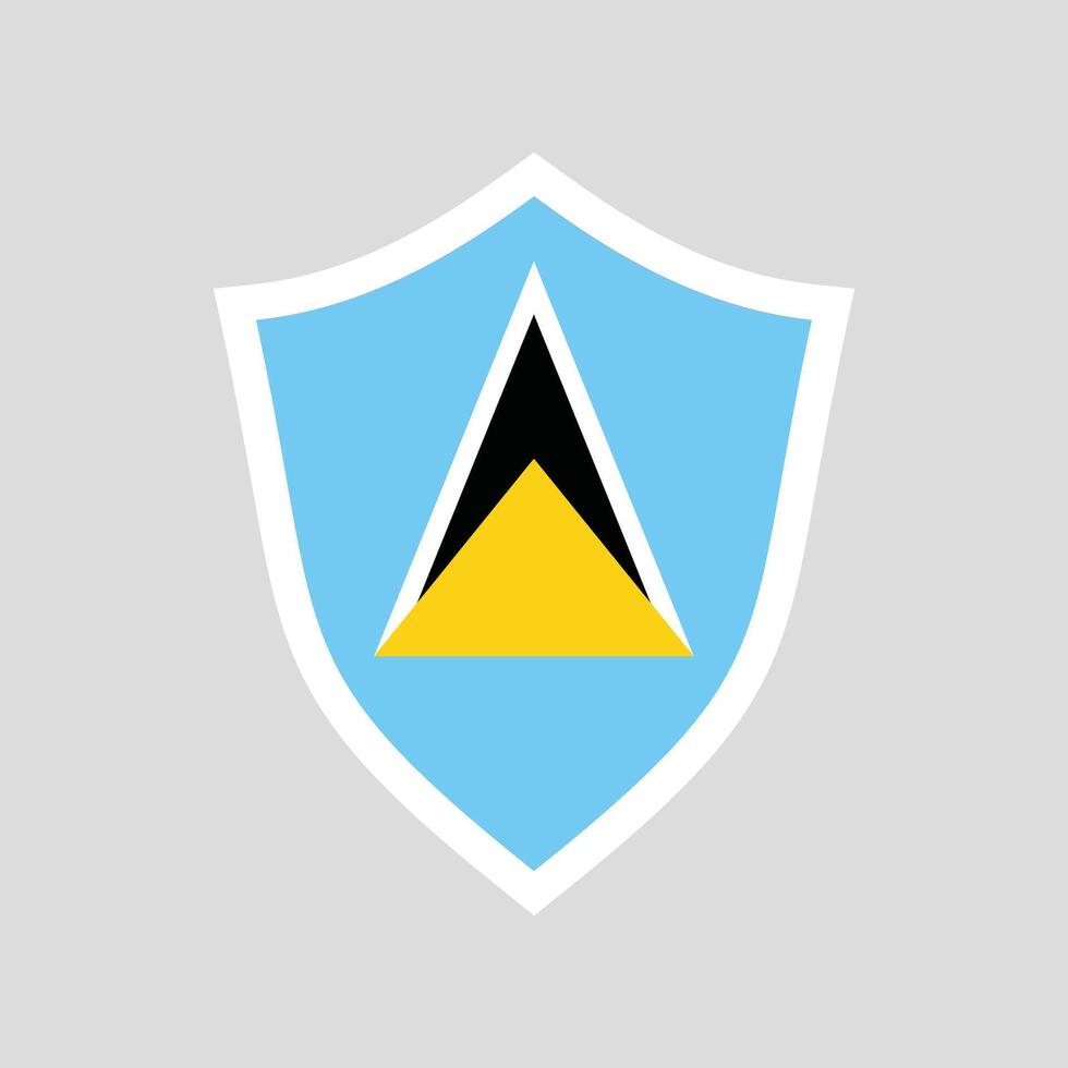 Saint Lucia Flag in Shield Shape Frame vector