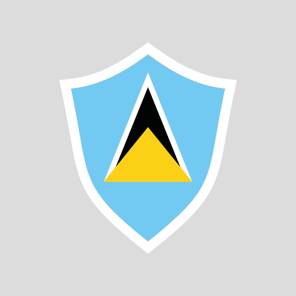 Saint Lucia Flag in Shield Shape Frame vector