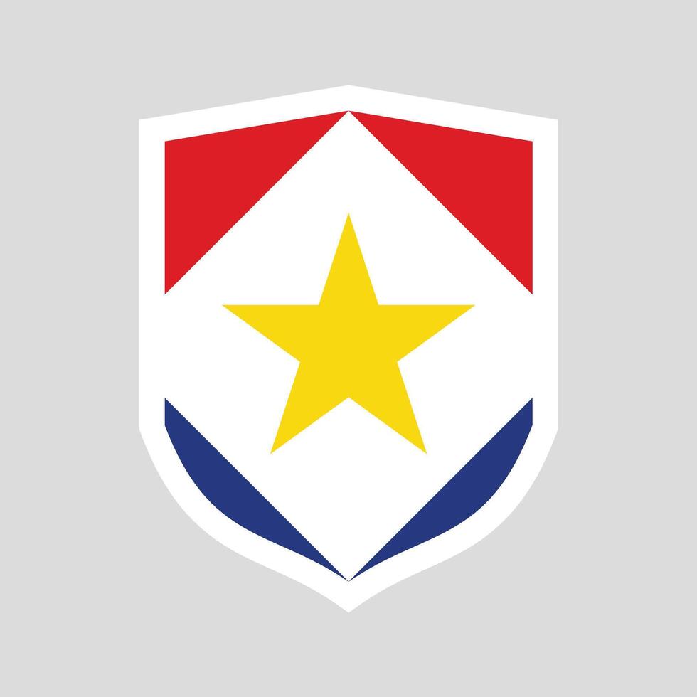 Saba Flag in Shield Shape Frame vector