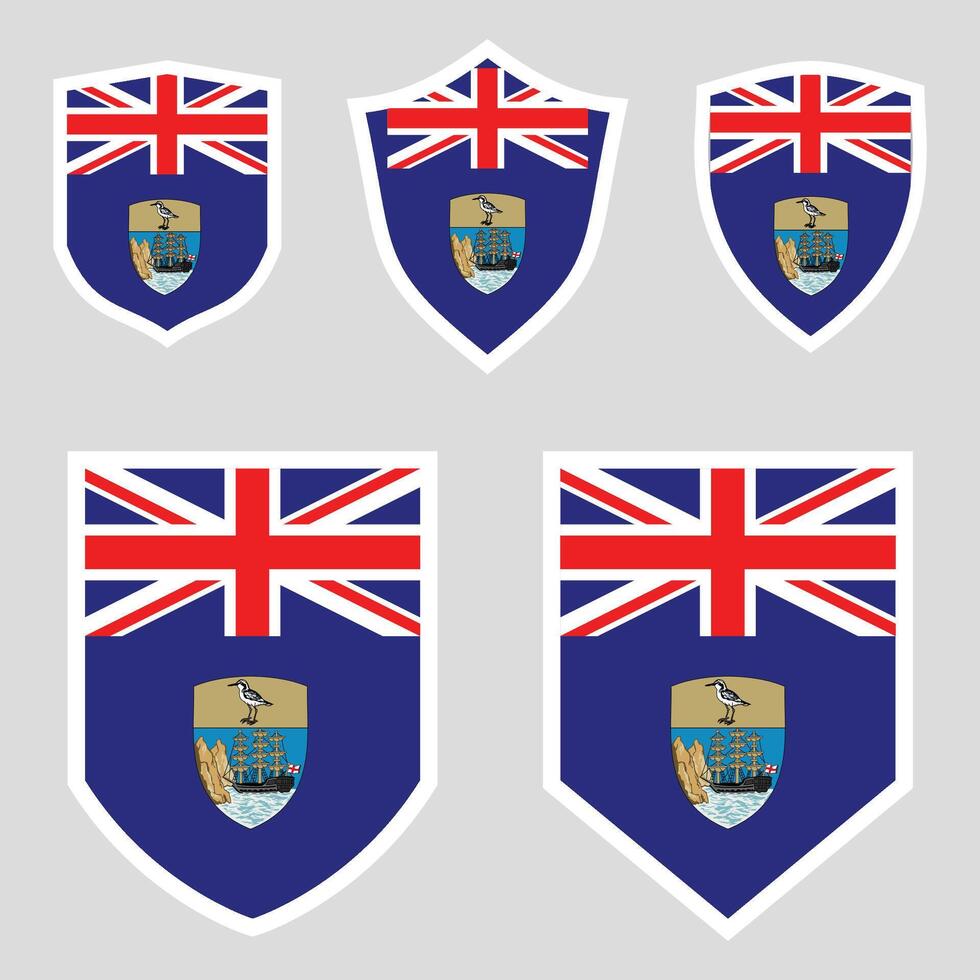 Set of Saint Helena Flag in Shield Shape vector