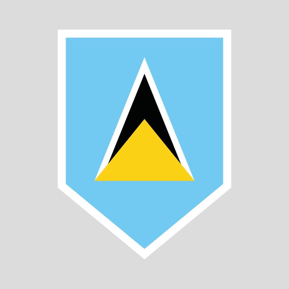 Saint Lucia Flag in Shield Shape Frame vector