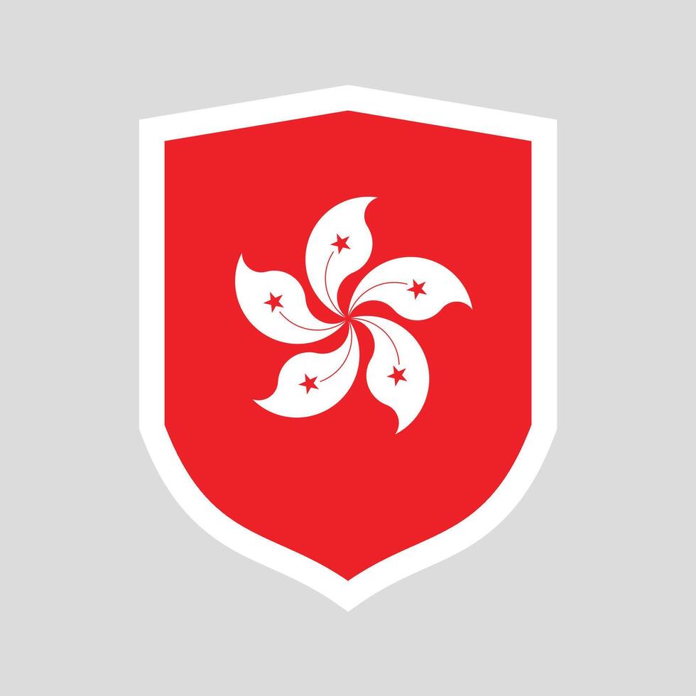 Hong Kong Flag in Shield Shape Frame vector