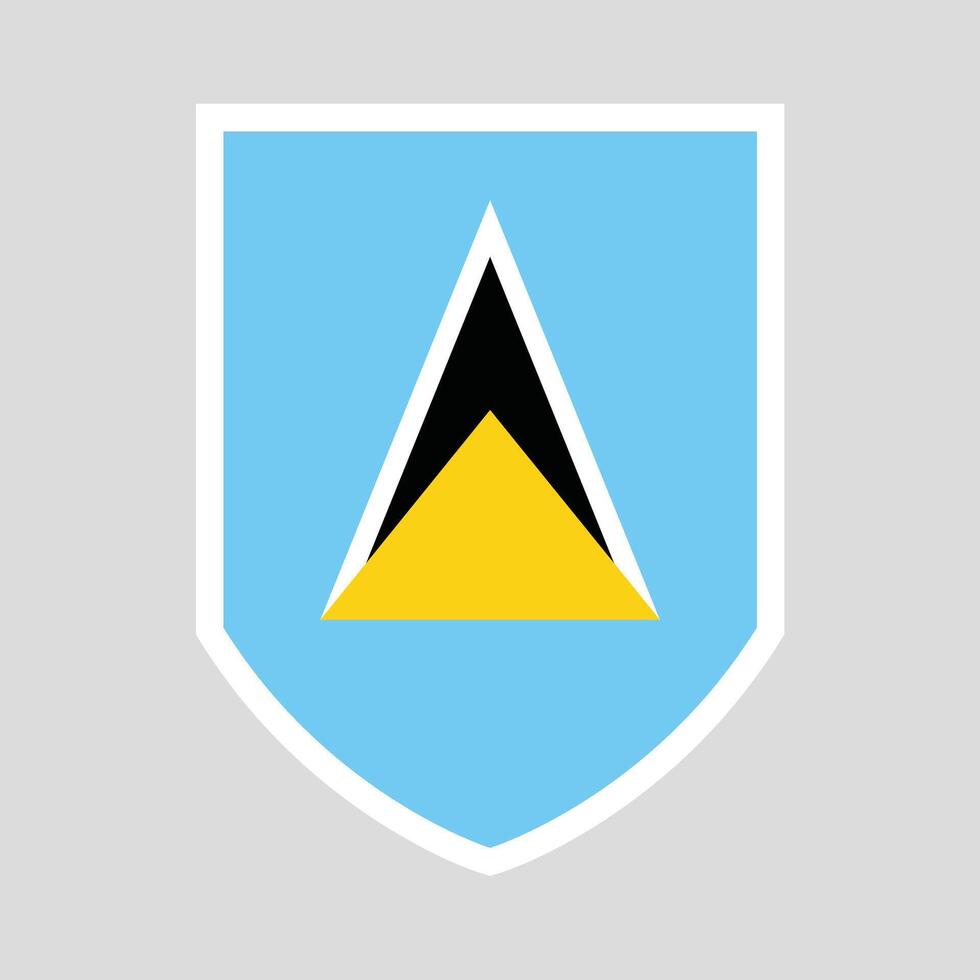 Saint Lucia Flag in Shield Shape Frame vector