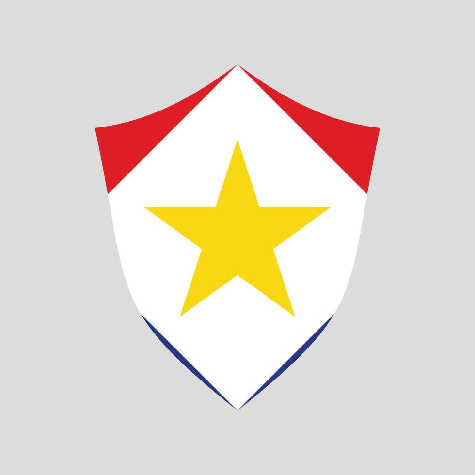 Saba Flag in Shield Shape Frame vector