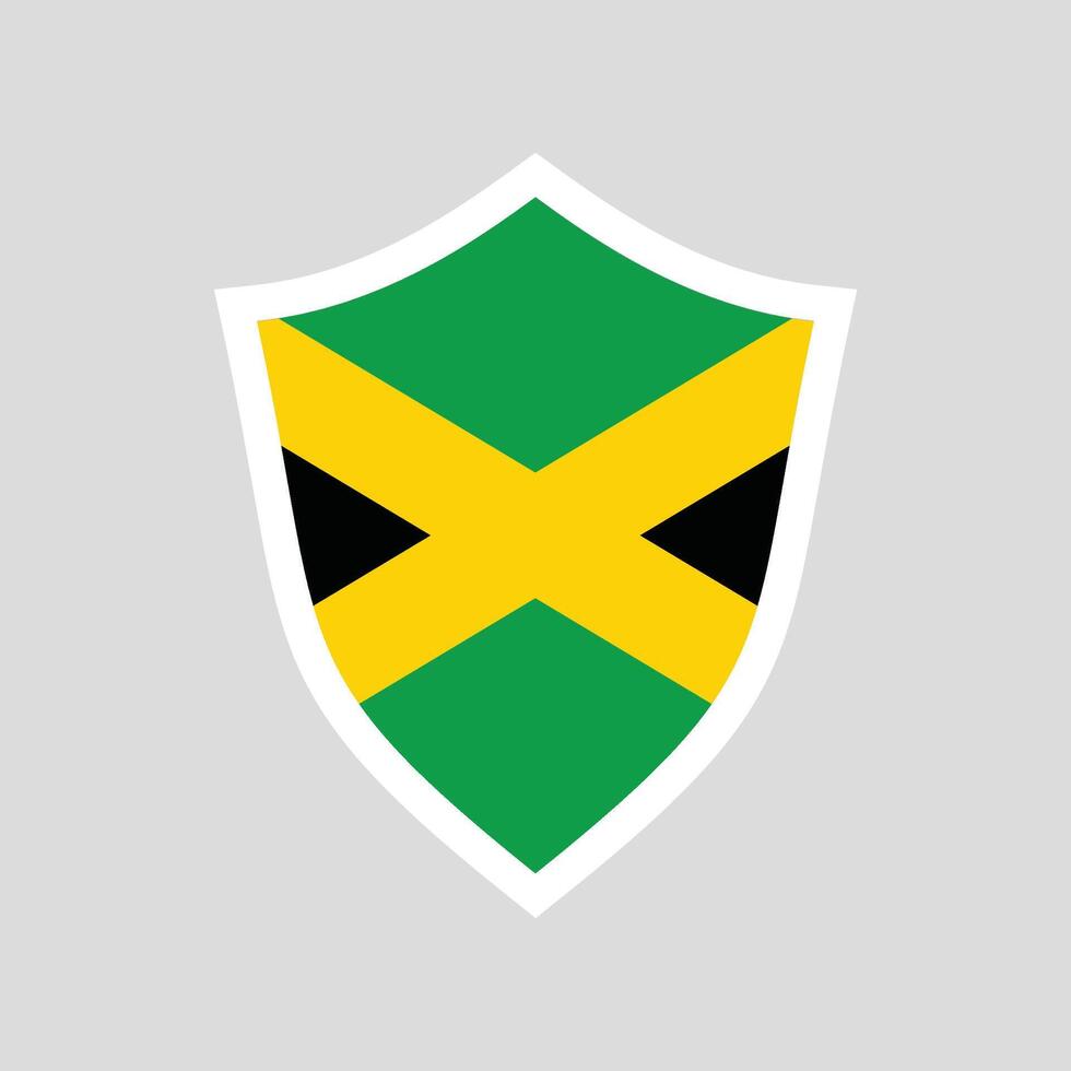 Jamaica Flag in Shield Shape Frame vector