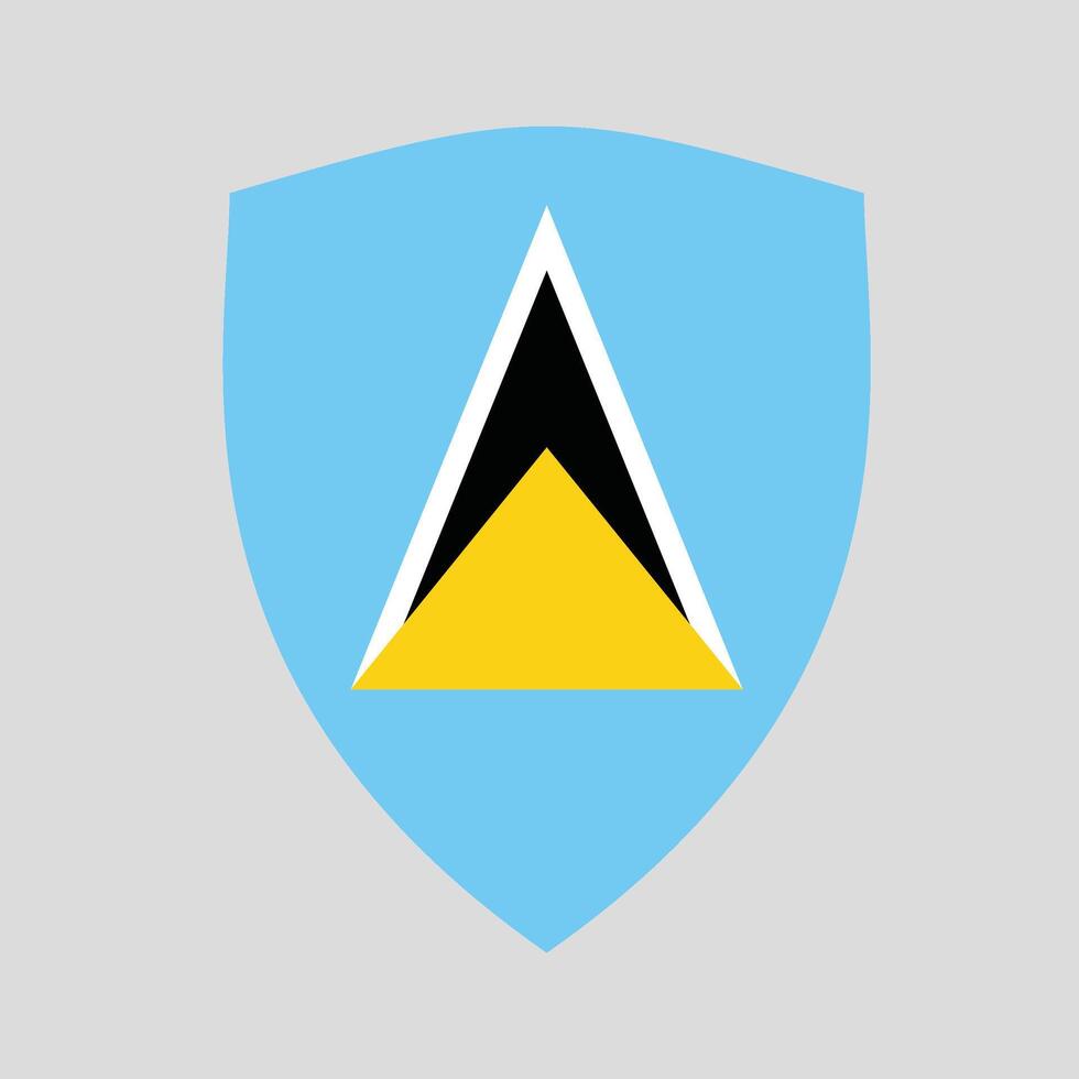 Saint Lucia Flag in Shield Shape Frame vector