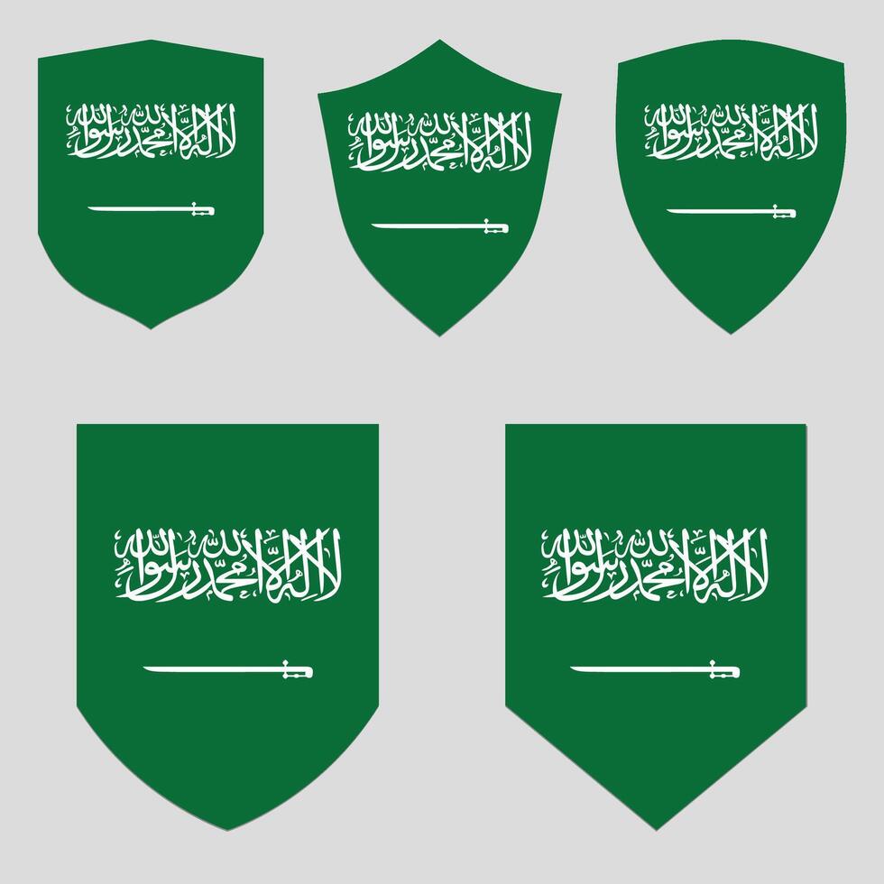 Set of Saudi Arabia Flag in Shield Shape vector
