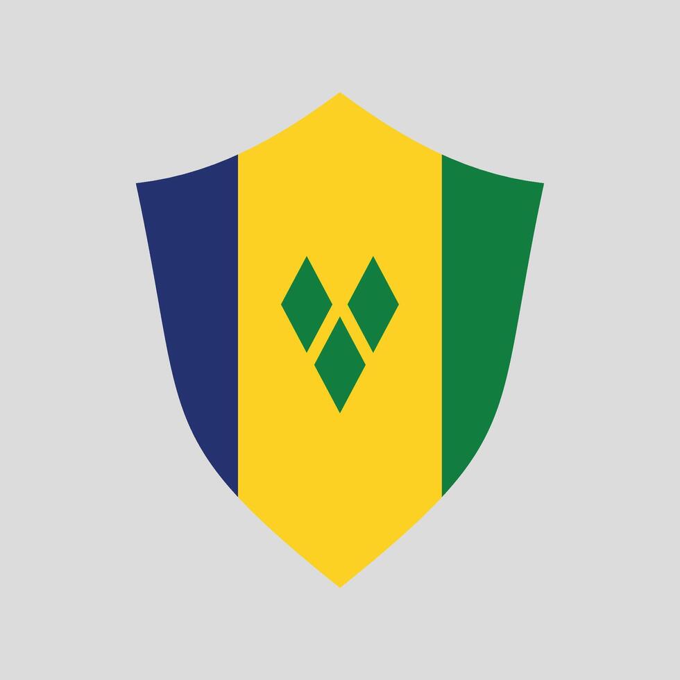 Saint Vincent and The Grenadines Flag in Shield Shape vector