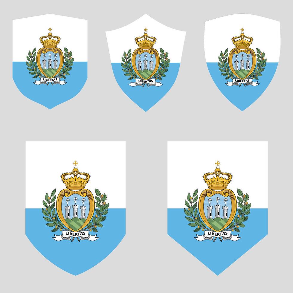 Set of San Marino Flag in Shield Shape vector