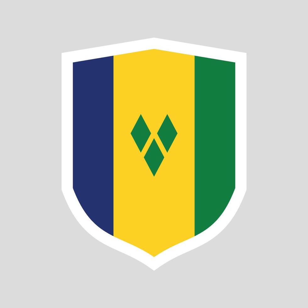 Saint Vincent and The Grenadines Flag in Shield Shape vector