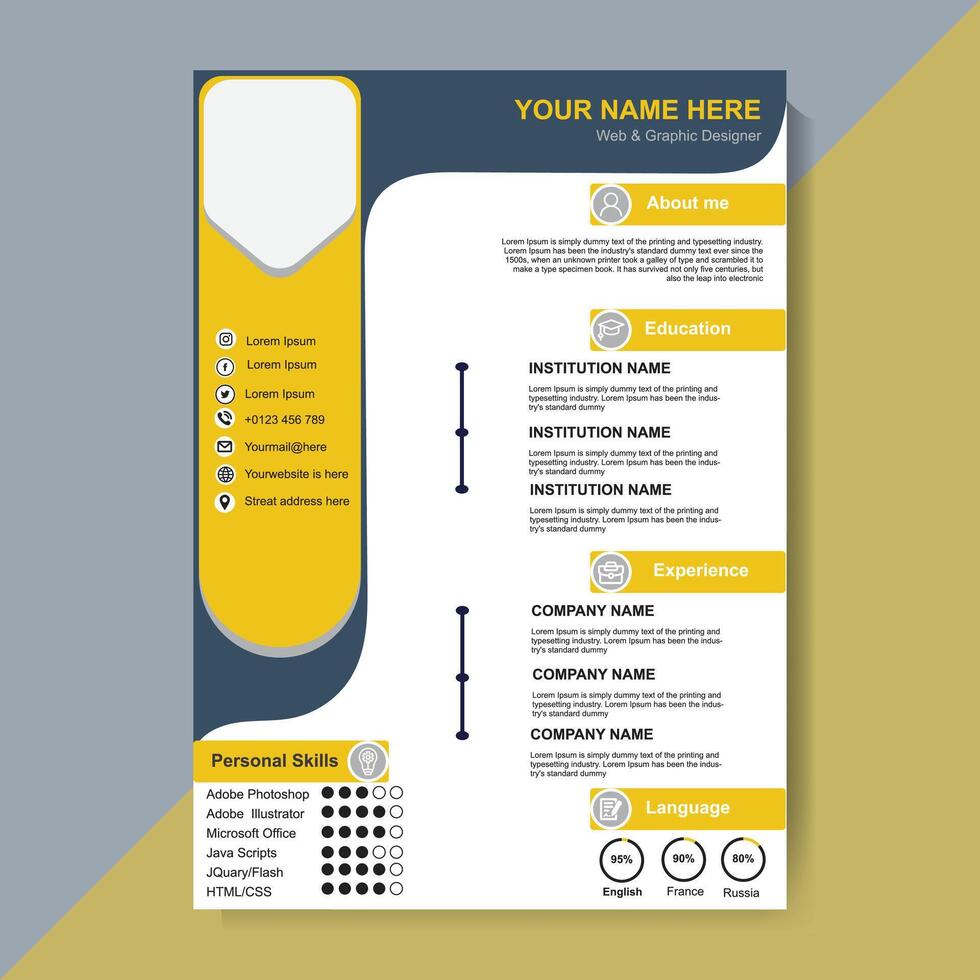 Resume Card Design Template Pic vector