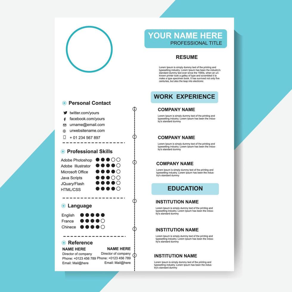 Resume Card Design Template Pic vector