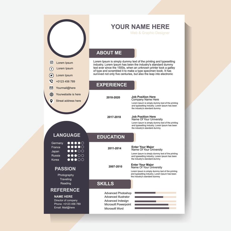 Resume Card Design Template Pic vector