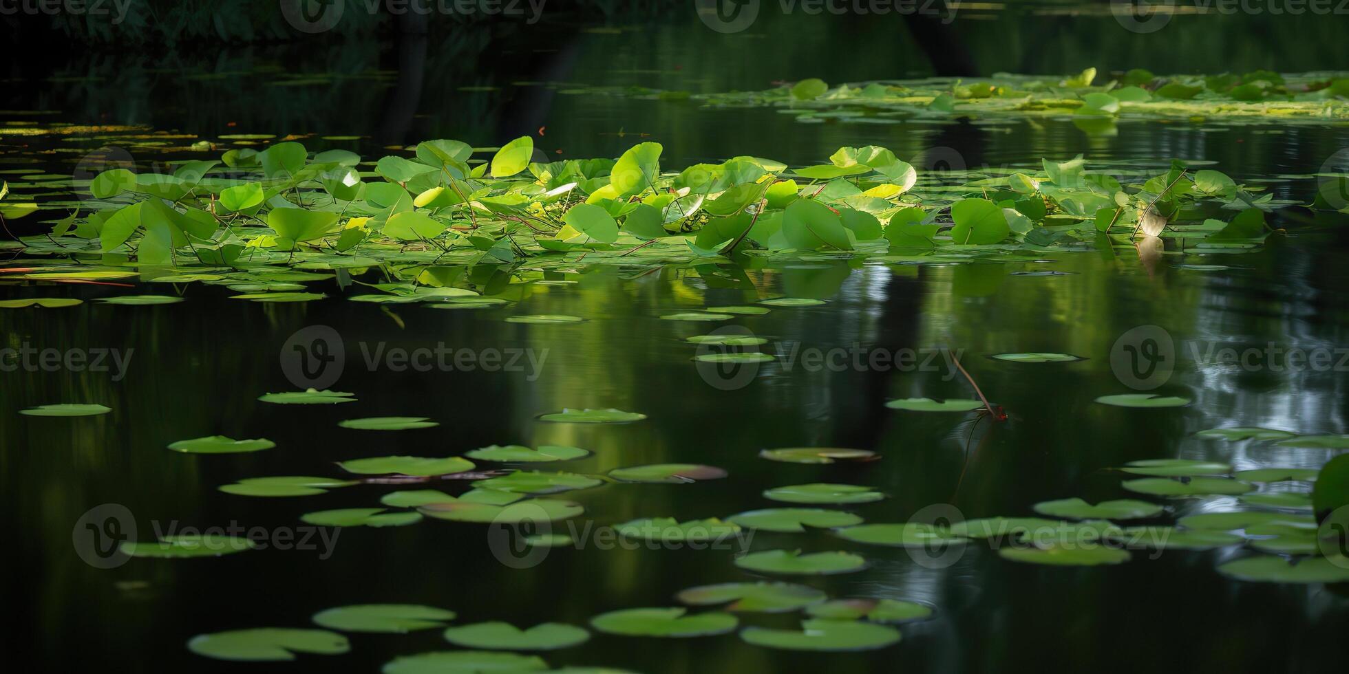 verde hojas en estanque río lago paisaje antecedentes ver foto