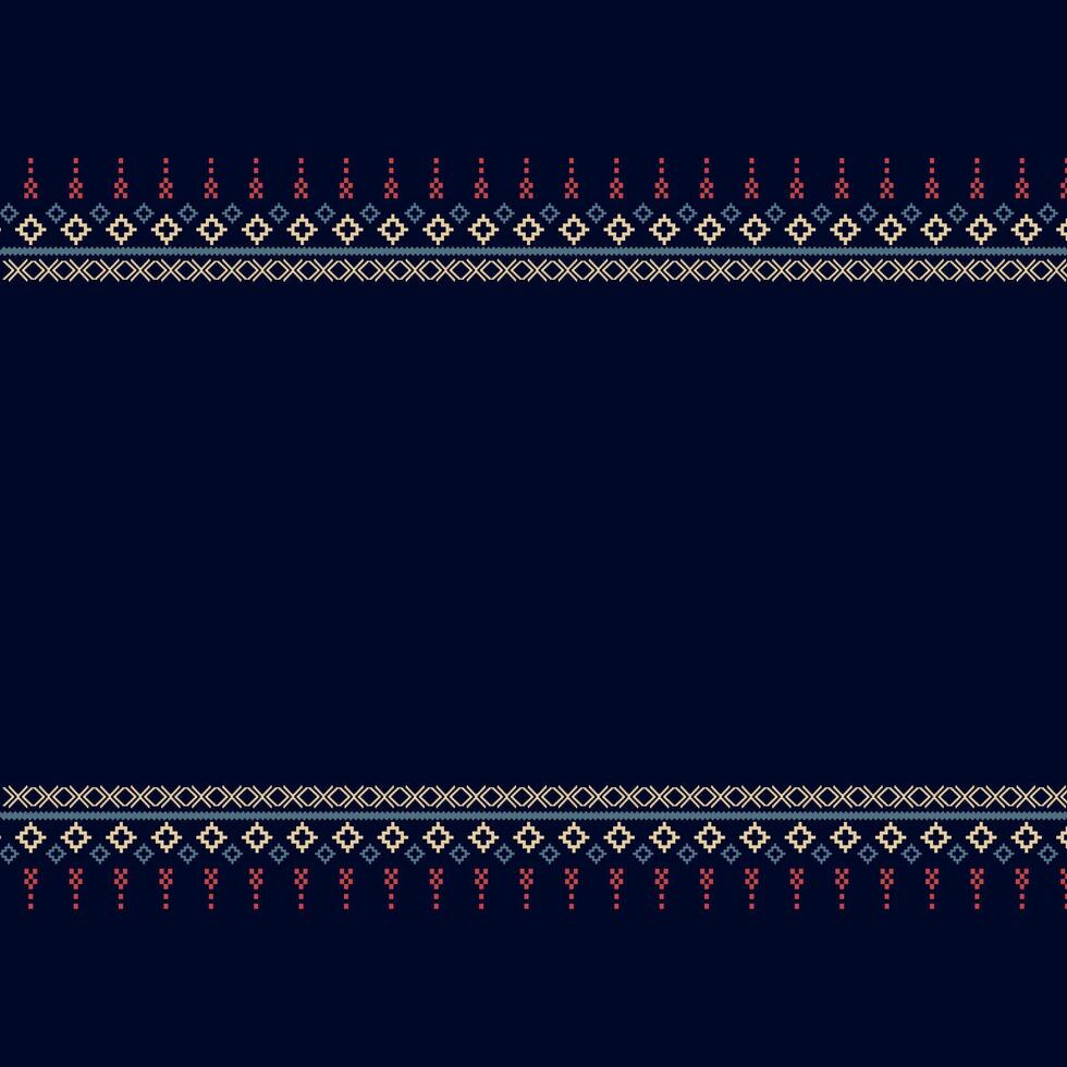 Nature vintages cross stitch traditional ethnic pattern, Cross stitch Idian clothes pattern in colorful geometric traditional ethnic textiles seamless style vector