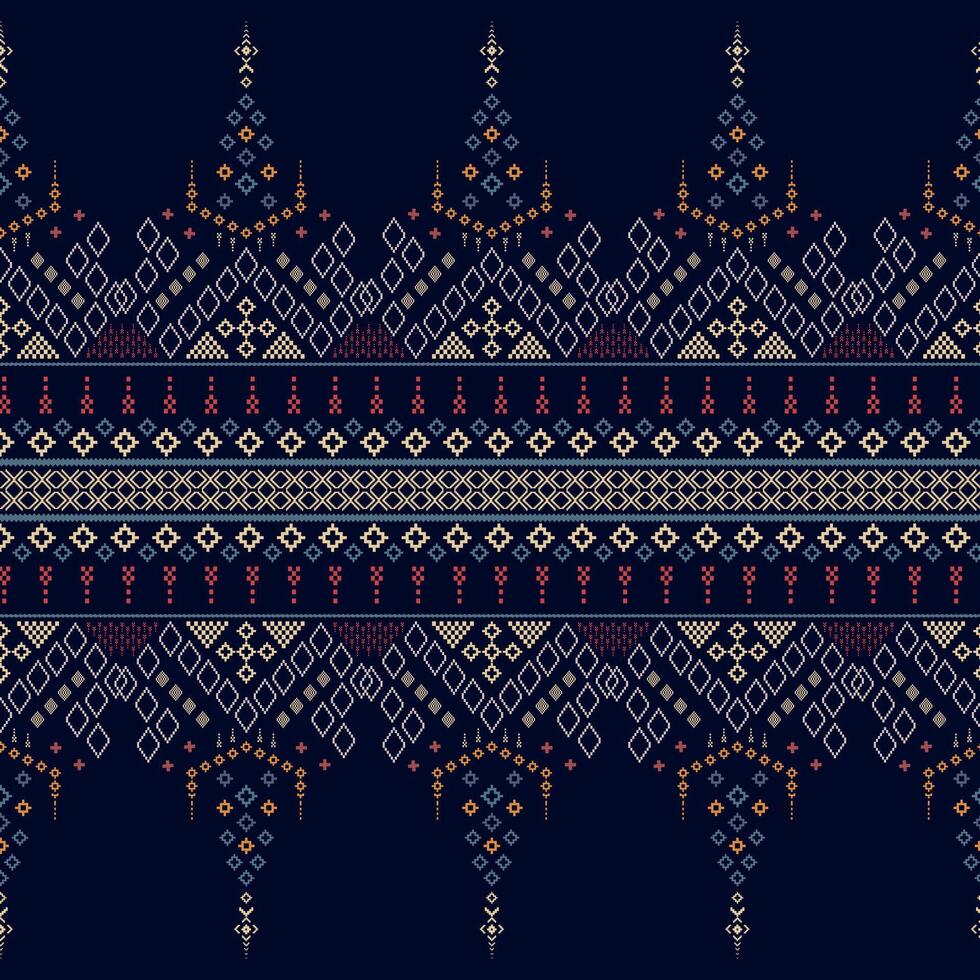 The traditonal Cross stitch Idian clothes pattern, colorful geometric traditional ethnic textiles seamless textiles, an abstract design for fabric vector