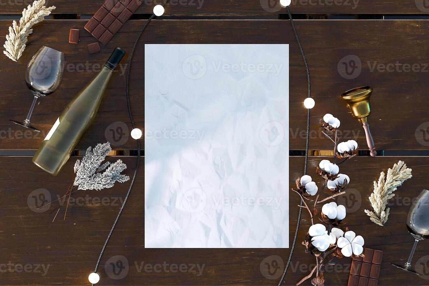 Rustic party flat lay poster mockup photo