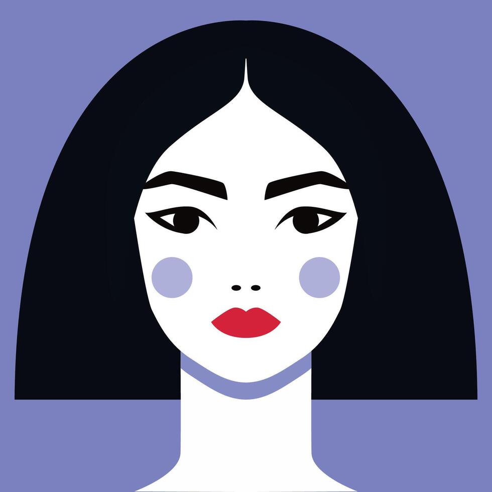 minimalista mujer retrato. plano diseño estilo. de moda vistoso ilustración. hembra cara avatar aislado icono. vistoso resumen dibujos animados personaje persona. negrita glamour personas estilo de vida símbolo. vector