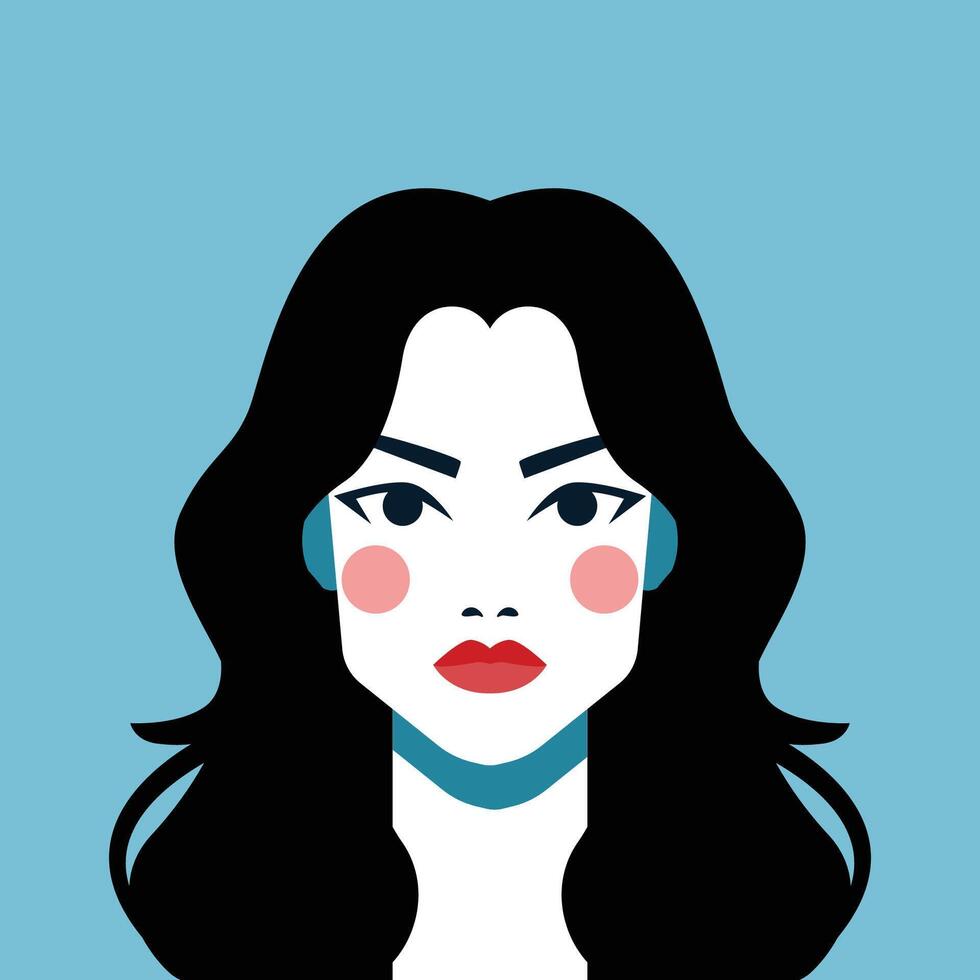 minimalista mujer retrato. plano diseño estilo. de moda vistoso ilustración. hembra cara avatar aislado icono. vistoso resumen dibujos animados personaje persona. negrita glamour personas estilo de vida símbolo. vector