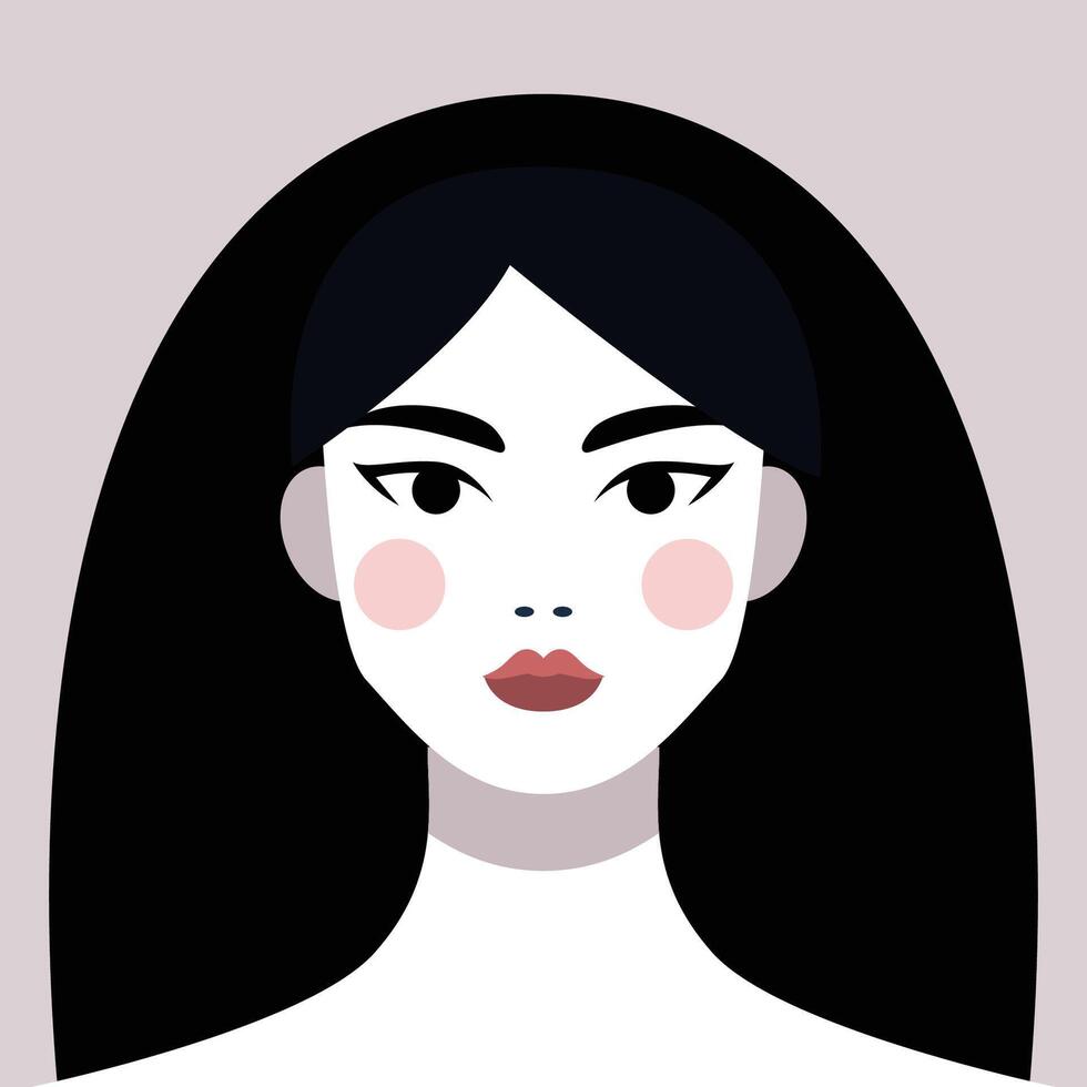 minimalista mujer retrato. plano diseño estilo. de moda vistoso ilustración. hembra cara avatar aislado icono. vistoso resumen dibujos animados personaje persona. negrita glamour personas estilo de vida símbolo. vector