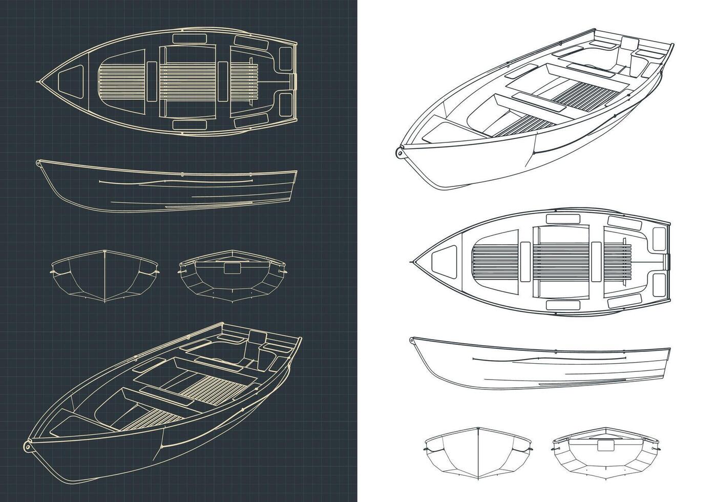 Boat blueprints illustration vector